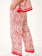 Roman Red Geometric Wide Leg Trousers - Image 3 of 5