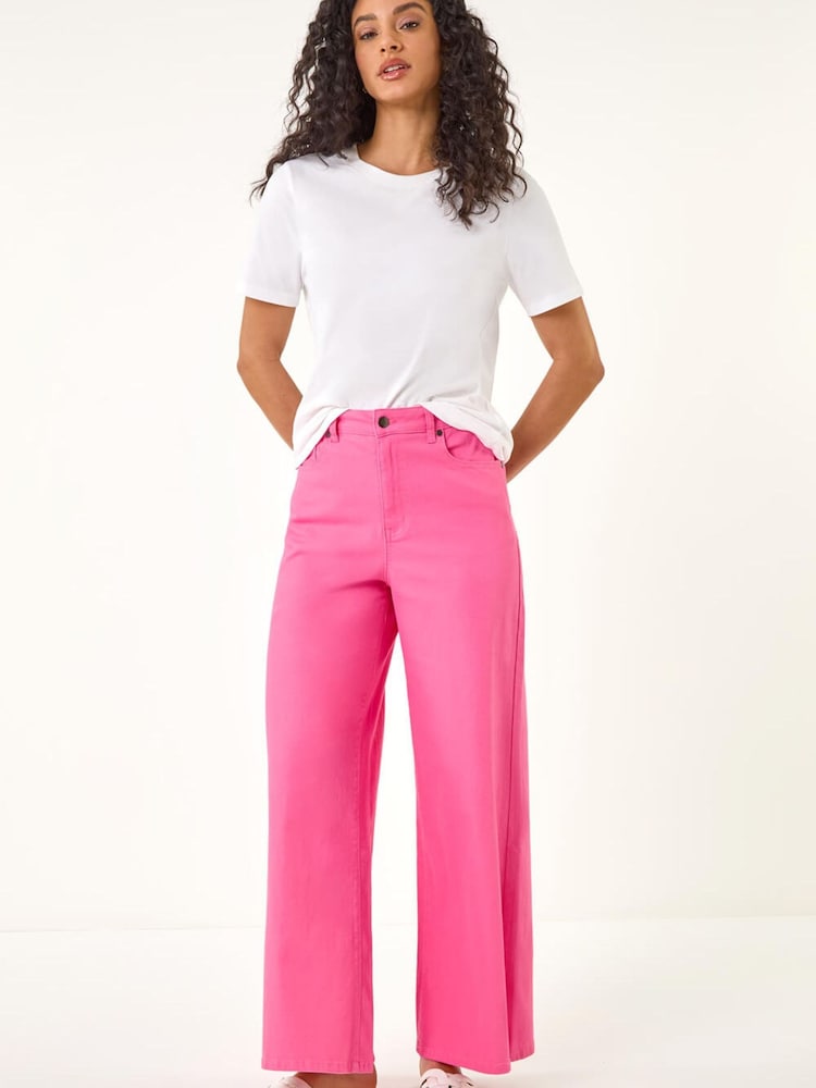 Roman Pink Wide Leg Denim Trousers - Image 2 of 5