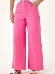 Roman Pink Wide Leg Denim Trousers - Image 3 of 5