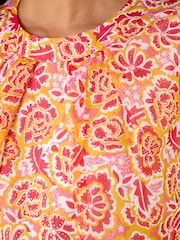 Roman Orange Floral Shimmer Tie Waist Dress - Image 6 of 6