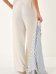 Roman Natural Linen Blend Wide Leg Trousers - Image 5 of 5
