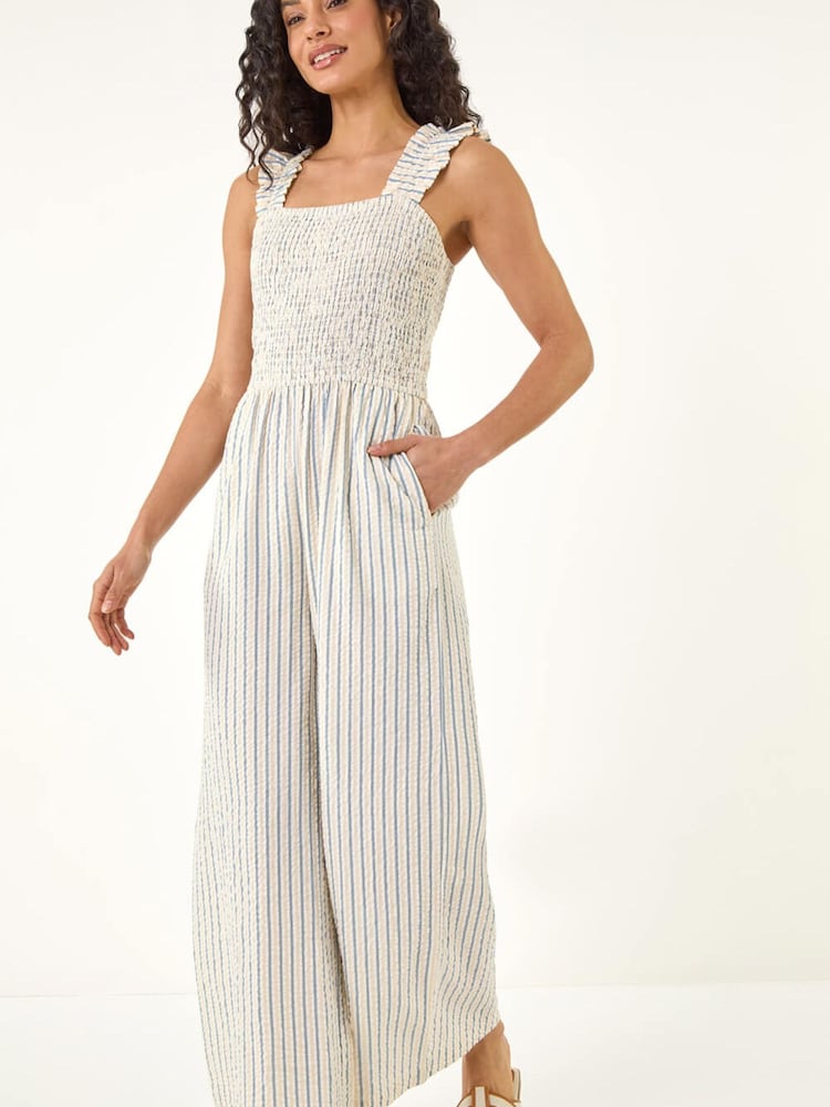 Roman Cream Stripe Frill Jumpsuit - Image 2 of 5