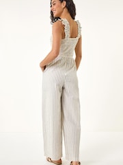 Roman Cream Stripe Frill Jumpsuit - Image 3 of 5