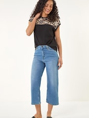 Roman Black Cotton Floral Crochet T-Shirt - Image 2 of 5