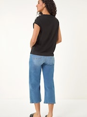 Roman Black Cotton Floral Crochet T-Shirt - Image 3 of 5