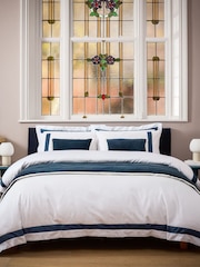 Christy Navy Blue Balmoral Sateen Duvet Cover & Pillowcase Set - Image 1 of 3