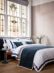 Christy Navy Blue Balmoral Sateen Duvet Cover & Pillowcase Set - Image 2 of 3