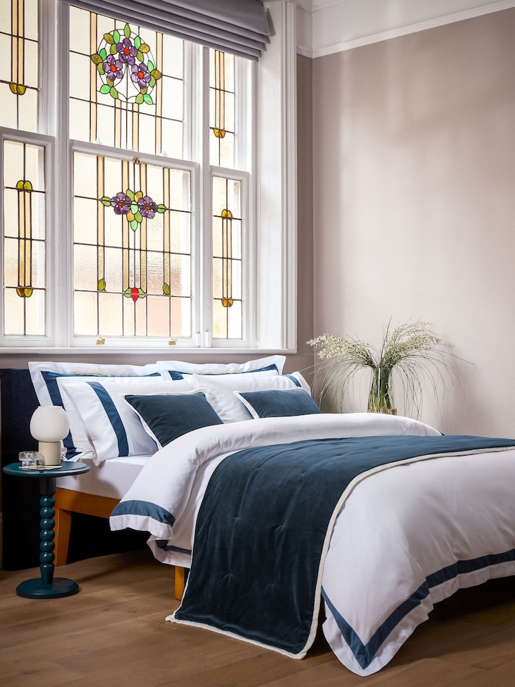 Christy Navy Blue Balmoral Sateen Duvet Cover & Pillowcase Set - Image 2 of 3