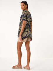 Roman Blue Leaf Print Hanky Hem Tunic Top - Image 2 of 4