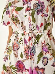 Roman White Petite Floral Dobby Print Midi Dress - Image 5 of 5