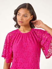Roman Pink Lace Angel Sleeve Top - Image 1 of 4
