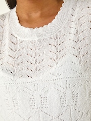 Roman White Pointelle Knit T-Shirt - Image 5 of 5