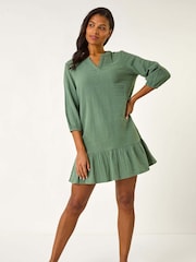 Roman Green Textured V-Neck Smock Dress - Image 2 of 5