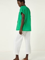 Roman Green Textured Tie V-Neck Top - Image 4 of 5