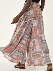 Palazzo-Hosen mit weitem Bein und Roman Patchwork-Muster - Bild 2 von 4