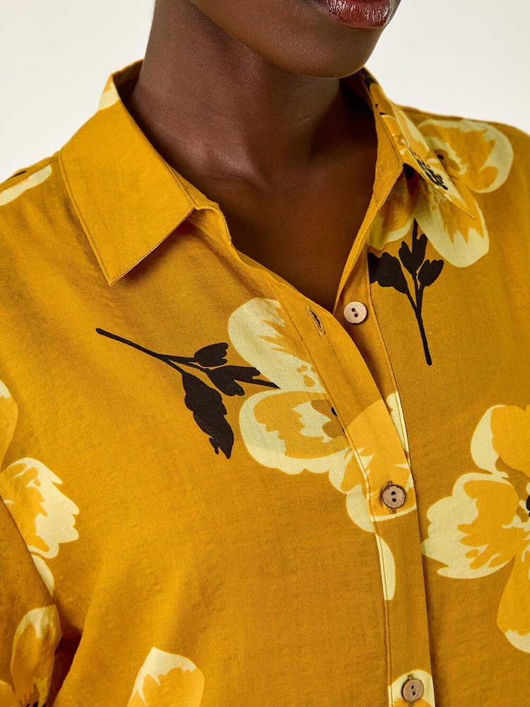 Roman Yellow Longline Floral Print Blouse - Image 5 of 5