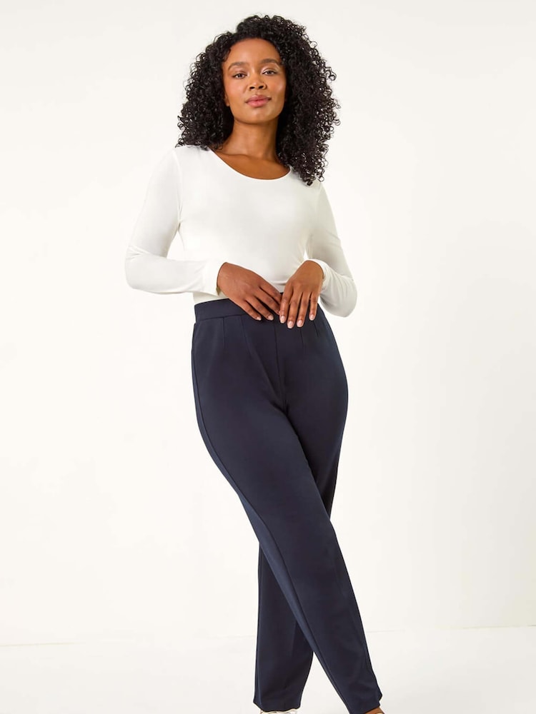 Roman Blue Petite Straight Leg Ponte Stretch Trousers - Image 2 of 5