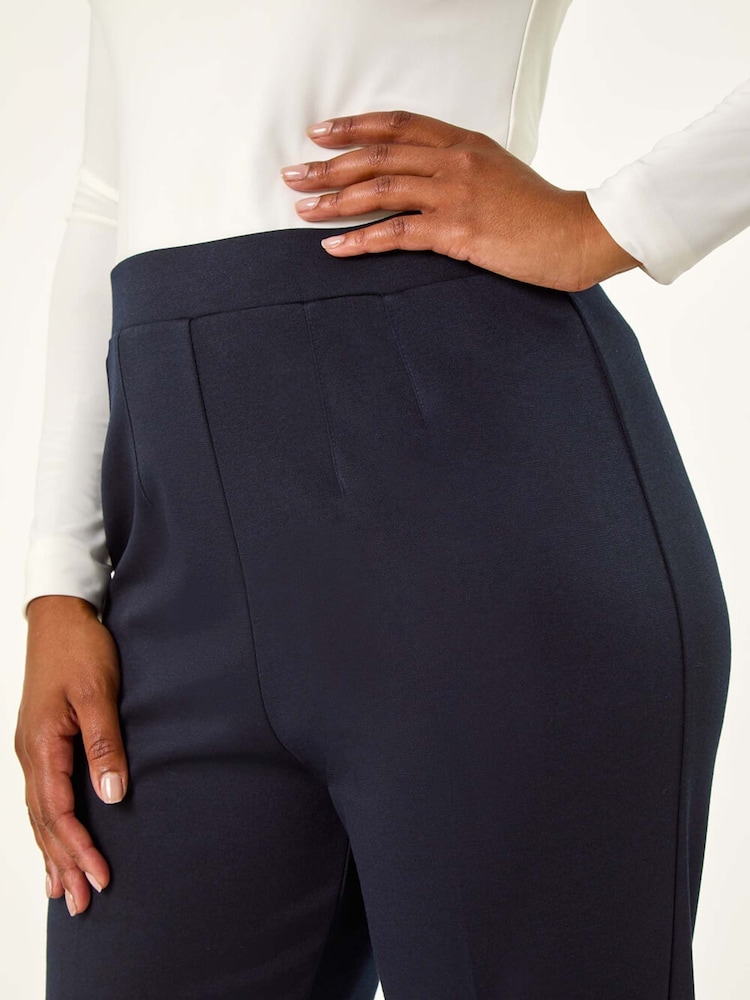 Roman Blue Petite Straight Leg Ponte Stretch Trousers - Image 5 of 5