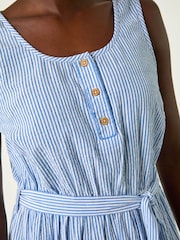 Roman Blue Pinstripe Belted Midi Dress - Image 5 of 5