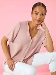 Roman Pink V-Neck Button Through Blouse - Image 1 of 5