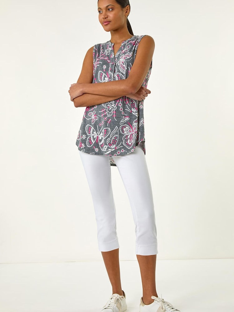 Roman Grey Textured Print Vest Top - Image 2 of 5