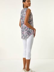Roman Grey Textured Print Vest Top - Image 3 of 5