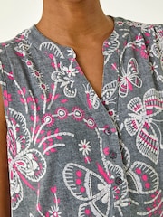 Roman Grey Textured Print Vest Top - Image 5 of 5