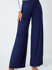 Roman Navy Wide Leg Stretch Trousers - Image 1 of 5