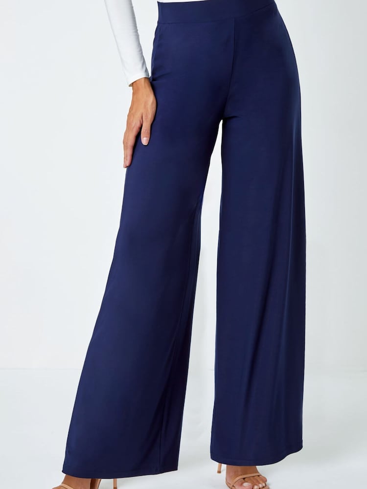 Roman Navy Wide Leg Stretch Trousers - Image 1 of 5