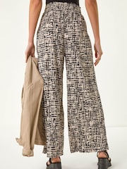 Roman Black Textured Print Elastic Waist Stretch Trousers - Image 4 of 5