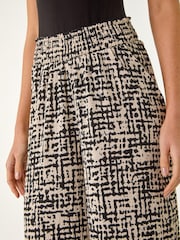 Roman Black Textured Print Elastic Waist Stretch Trousers - Image 5 of 5