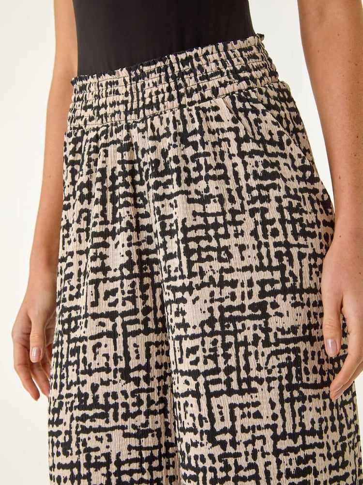 Roman Black Textured Print Elastic Waist Stretch Trousers - Image 5 of 5