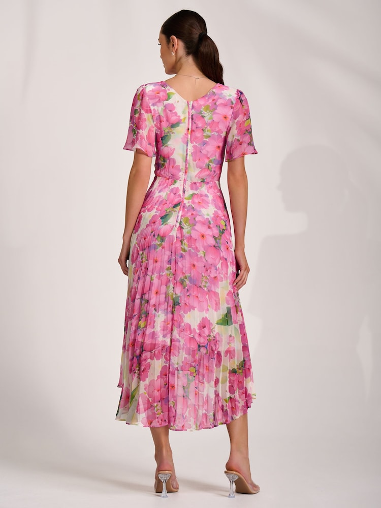 Jolie Moi Pink Chiffon Pleated Maxi Dress - Image 2 of 6
