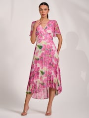 Jolie Moi Pink Chiffon Pleated Maxi Dress - Image 3 of 6