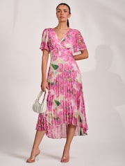 Jolie Moi Pink Chiffon Pleated Maxi Dress - Image 4 of 6