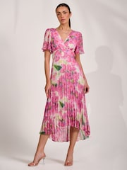 Jolie Moi Pink Chiffon Pleated Maxi Dress - Image 5 of 6