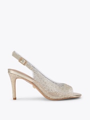 Carvela Gold Lovebird Embellished Slingback Shoes - Image 1 of 4