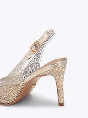 Carvela Gold Lovebird Embellished Slingback Shoes - Image 3 of 4