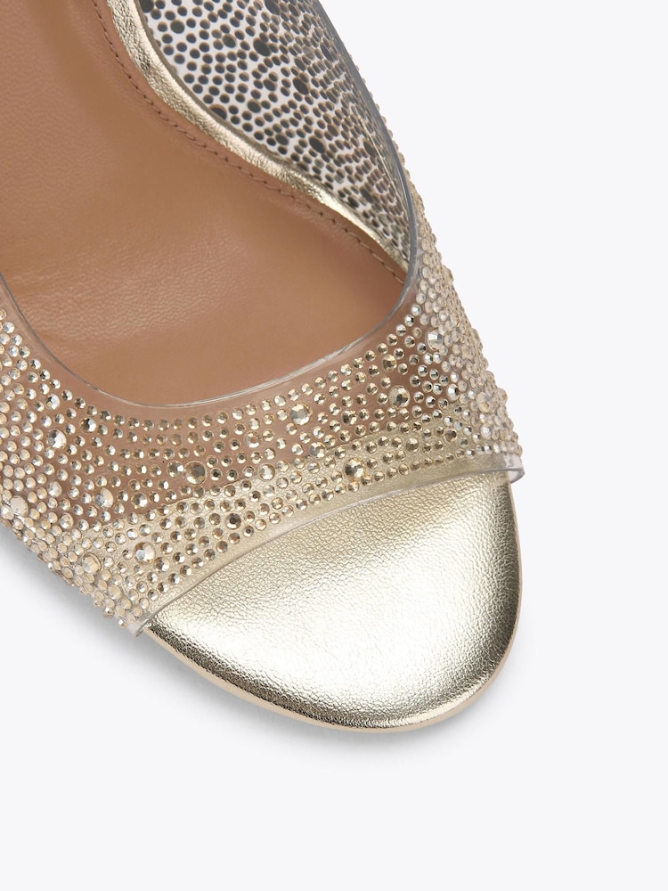 Carvela Gold Lovebird Embellished Slingback Shoes - Image 4 of 4