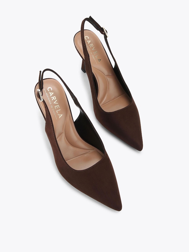 Carvela Brown Suede Corletta Sling Jewel Shoes - Image 2 of 4 Carvela Brown Suede Corletta Sling Jewel Shoes - Image 2 of 4