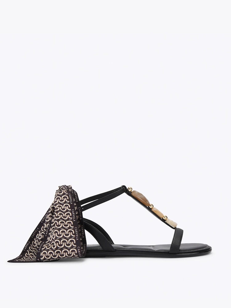 Carvela Black Sorrento Gem Flat Sandals - Image 1 of 4 Carvela Black Sorrento Gem Flat Sandals - Image 1 of 4