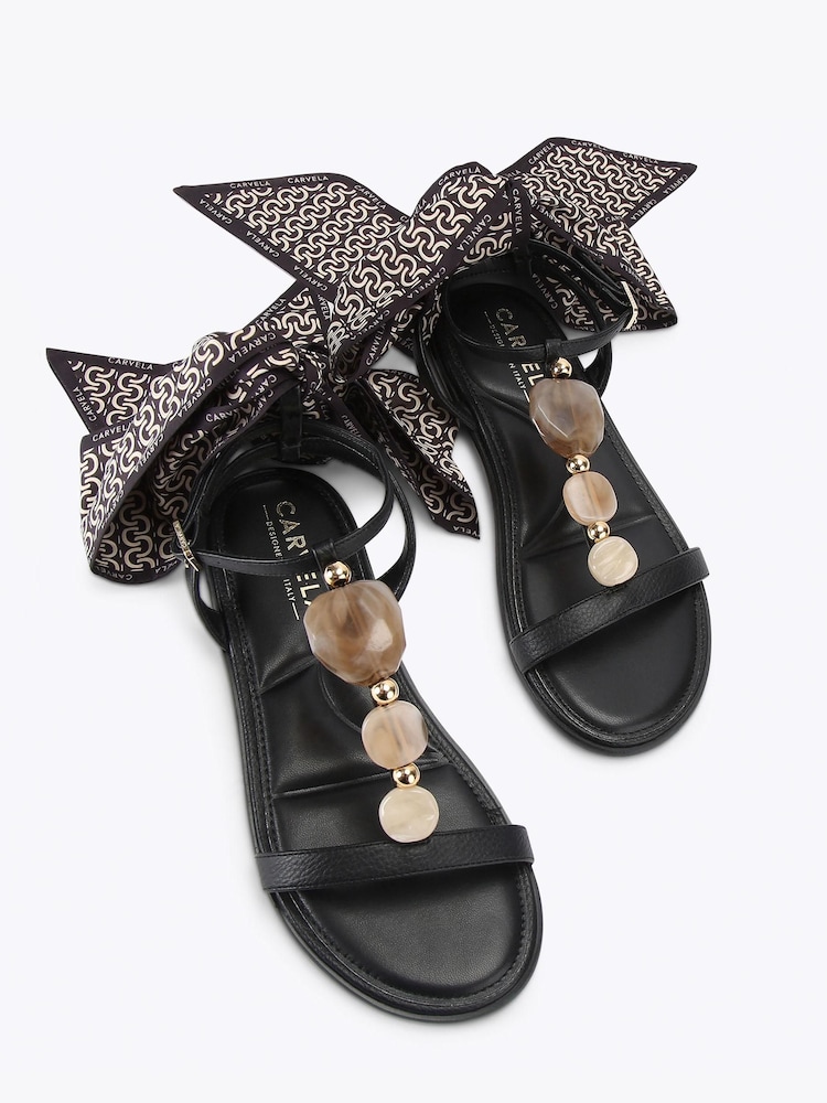 Carvela Black Sorrento Gem Flat Sandals - Image 2 of 4 Carvela Black Sorrento Gem Flat Sandals - Image 2 of 4