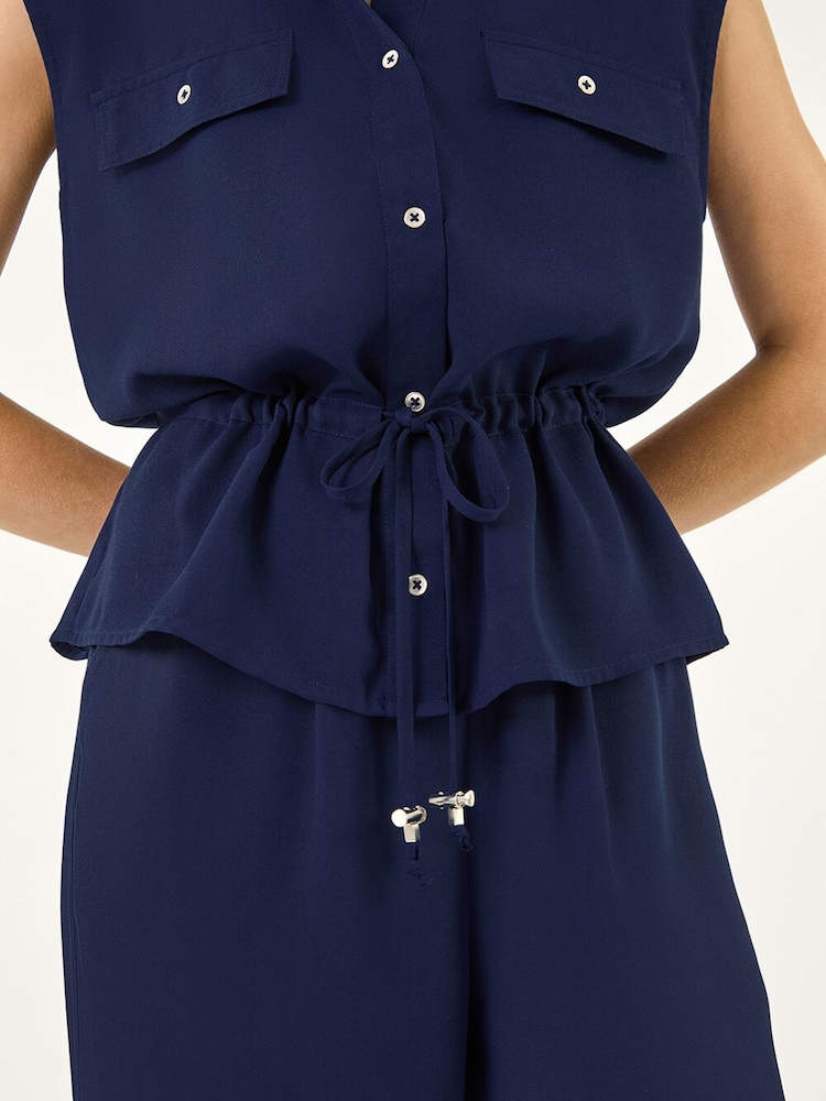 Roman Blue Safari Tie Waist Button Jacket - Image 5 of 5