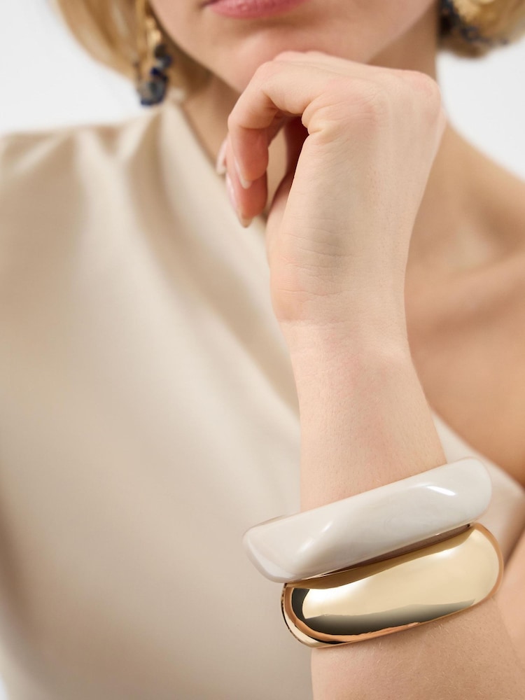 Accessorize Blue Statement Chunky Bangles 2 Pack - Image 2 of 2