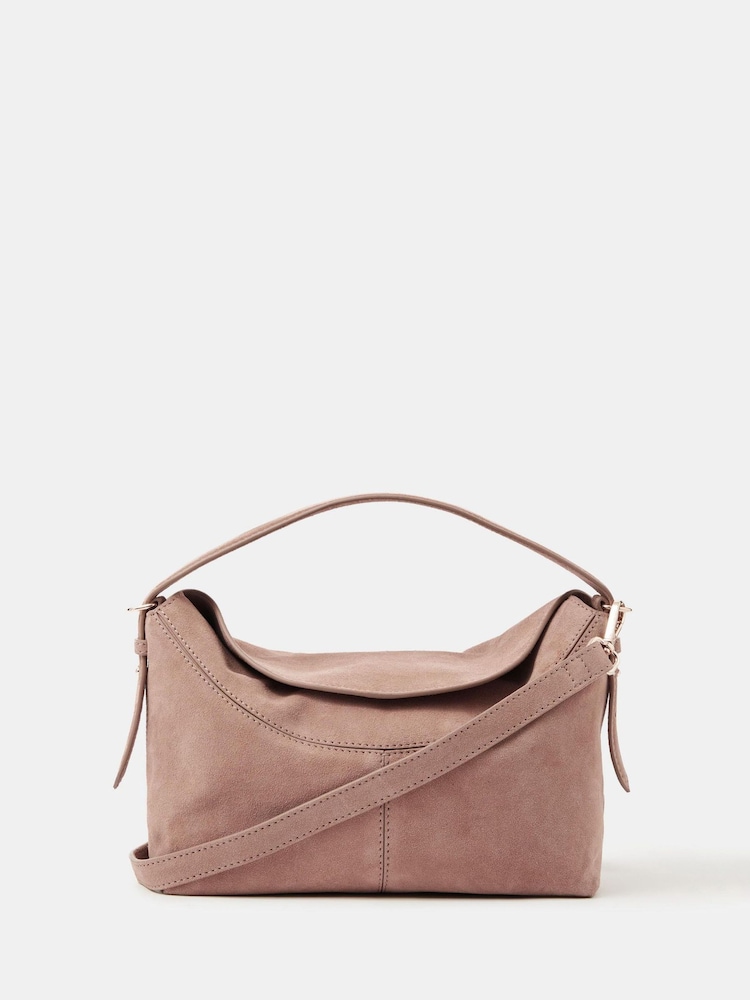 Accessorize Brown Fold Top Suede Bag - Image 2 of 3