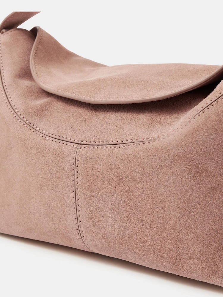 Accessorize Brown Fold Top Suede Bag - Image 3 of 3