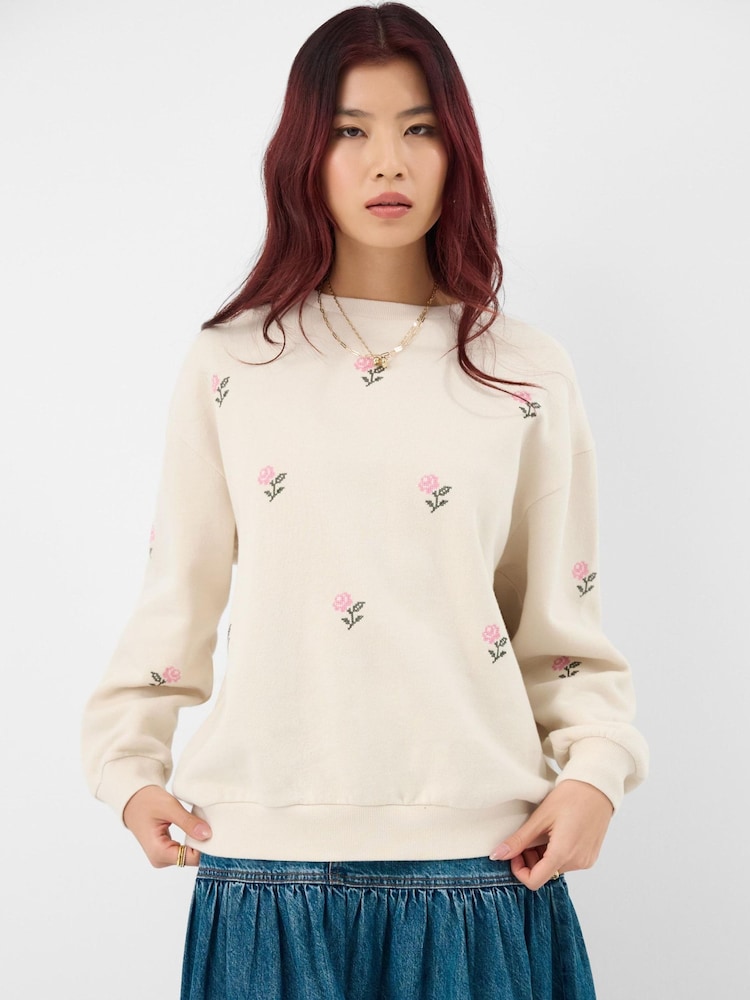 Accessorize Natural Floral Embroidered Jumper - Image 1 of 3