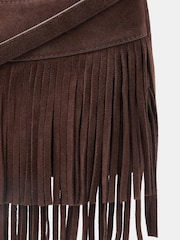 Accessorize Brown Fringe Suede Cross-Body Bag - Image 3 of 3