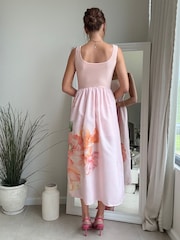 Style Cheat Pink 2-in-1 Floral Square Neck Dress - Image 2 of 4