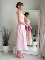 Style Cheat Pink 2-in-1 Floral Square Neck Dress - Image 3 of 4